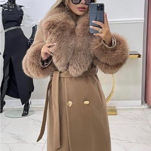 Fox fur cashmere coats